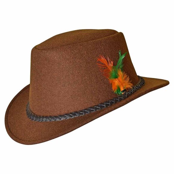 Oktoberfest Costume Men Hat Real Wool Vintage Bavarian Hat Brown German Hat NEW - Picture 1 of 5